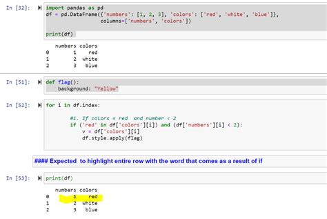 Apply Style To Entire Row In Python Pandas Based On The Value Returned After A If Statement