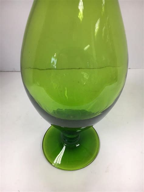 Tall Mid Century Blenko Green Glass Decanter Bottle At 1stdibs