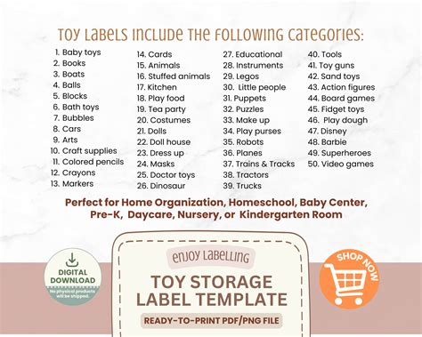 Printable Kids Toy Storage Labels For Classroom Editable Toy Bin