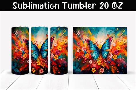 Butterfly Sublimation Tumbler Wrap 20 Oz By Ananastya Thehungryjpeg