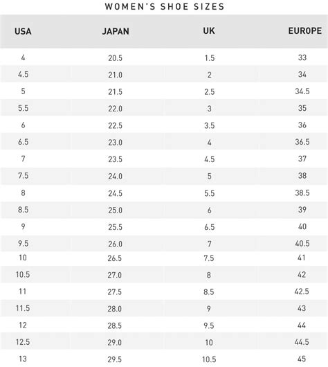 Mizuno Sizing Chart - Goal Kick Soccer