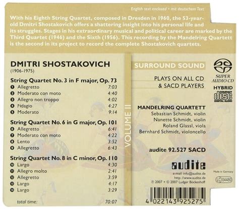 Shostakovich Complete String Quartets Sacd Mandelring Quartett