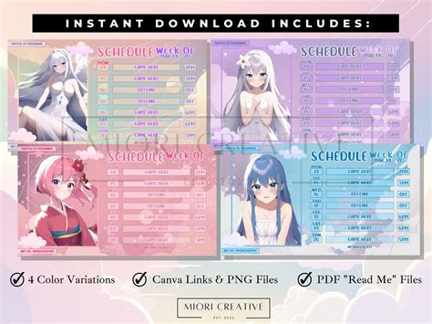 Sky Vtuber Schedule Template Bundle Twitch Stream Schedule Value Pack