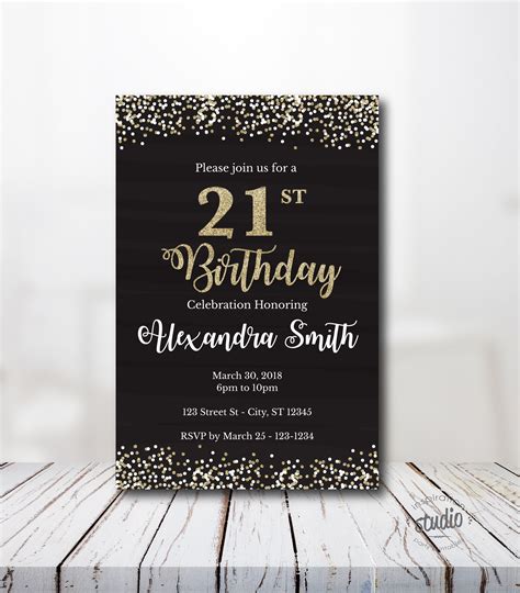 St Birthday Invitation Template St Birthday Party Gold Etsy