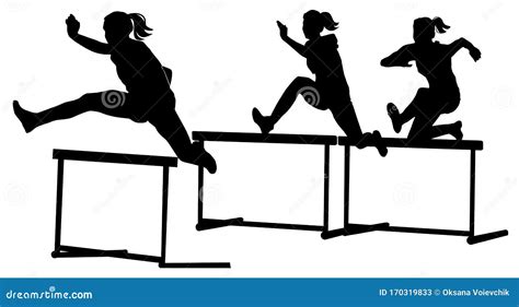 Athletes Running Hurdles Track And Field Vector Stock Vector