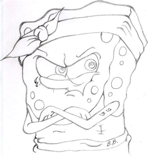 Gangster Spongebob Drawings Easy Sketch Coloring Page