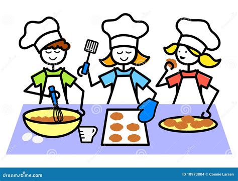 Cartoon Kids Baking Cookieseps Stock Vector Illustration Of Comics