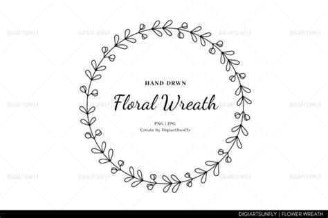 Flower Wreath Cliparthand Drawn Graphic By Digiartsunfly · Creative