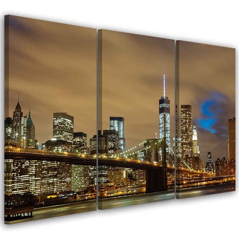 3 stykke lærredstryk New York Skyline USA Manhattan Brown wall art dk