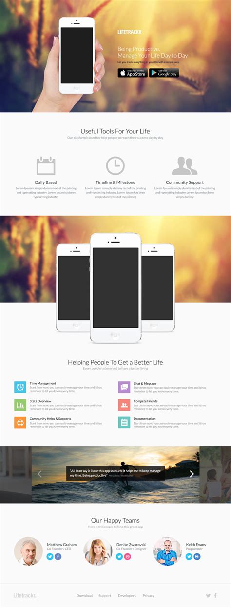 Mobile App Landing Page PSD Template | Free download