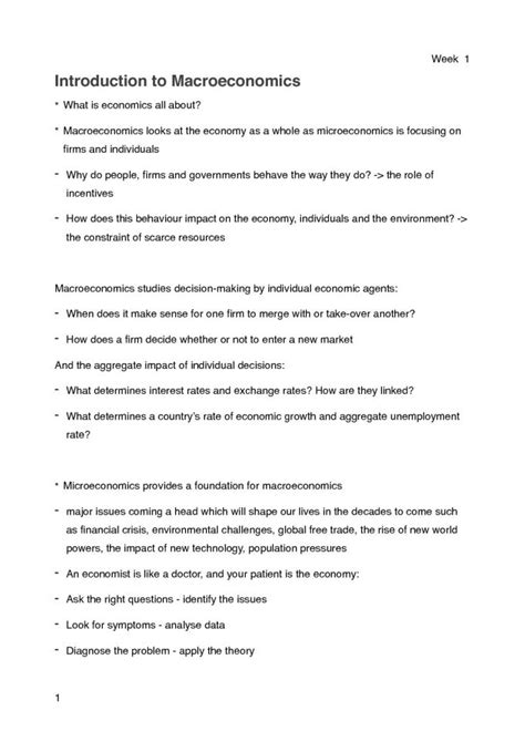 Introductory Macroeconomics Econ At University Of Sydney Usyd