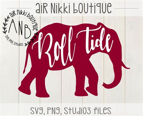 Roll Tide In Elephant Alabama Elephant Outline Svg Png Etsy