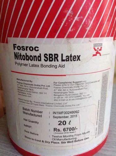 Fosroc Nitobond SBR Latex Packaging 5 L Rs 175 Litre ACME