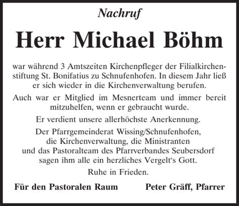 Traueranzeigen Von Michael B Hm Mittelbayerische Trauer