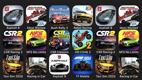 Asphalt 8 Most Wanted Rush Rally 3 Rebel Racing CSR Racing 2 NFS