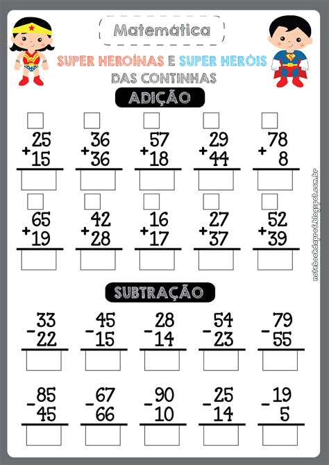 Exercitando Adi O E Subtra O Fichas De Exerc Cios De Matem Tica