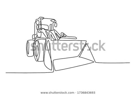 Contnuous Line Drawing Bulldozer Front Side Stock Vector Royalty Free 1736843693 Line