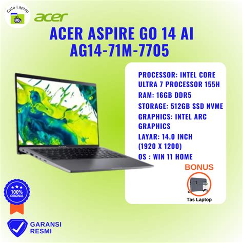 Jual ACER ASPIRE GO 14 AI AG14-71M-7705 ULTRA 7 155H 16GB 512GB 14.0 ...