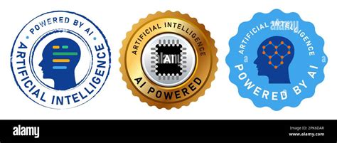 Powered by AI Artificial Intelligence label stamp emblem logo of neural ...