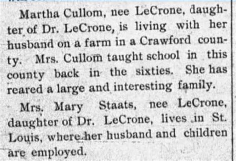 Martha Jane Lecrone Cullom Find A Grave Memorial