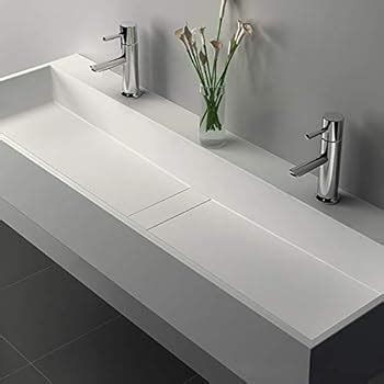 Trough Vessel Sink With Two Faucets / Sink bowl shown measures 48 x 14 ...