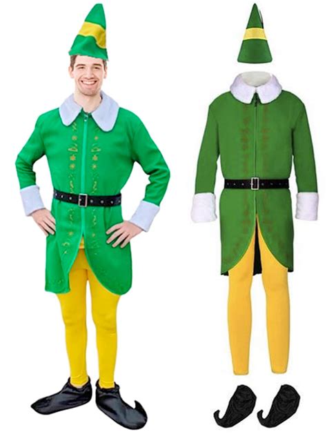 Sunisery Women Men Christmas Elf Costume Xmas Buddy Costume Set Green ...