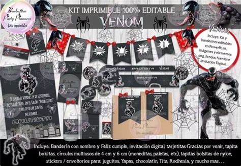 Kit Imprimible Candy Bar Venom Hombre Araña 100 Editable Meses sin