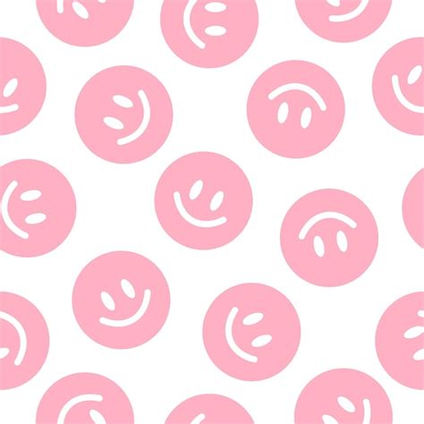 Premium Vector | Seamless pattern with pink happy face