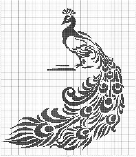 Peacock Filet Crochet Chart 196x225 Крючком схема Связанный крючком