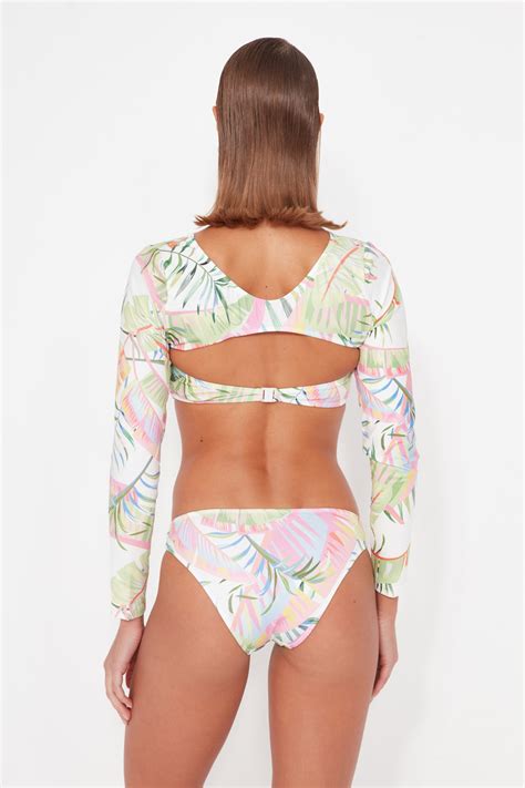 Trendyol Collection Floral Patterned Bikini Bottom Tbess Ba Trendyol