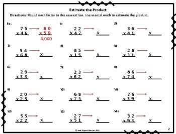 Estimate The Product For 2 Digit Multiplication Worksheets By