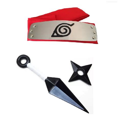 Kit Desenho Anime Naruto Bandana Vermelha Aldeia Da Folha Kunai E