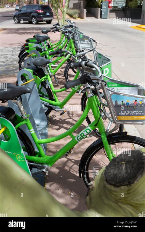 Phoenix, Arizona - Bicycles at a Grid Bike Share station Stock Photo ...