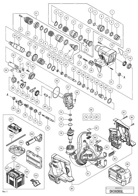 Hitachi Cordless Rotary Hammer Dh 36dbql Spare Parts SPARE DH36DBQL