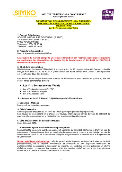 Avis D Appel Public La Concurrence March Priv De Travaux