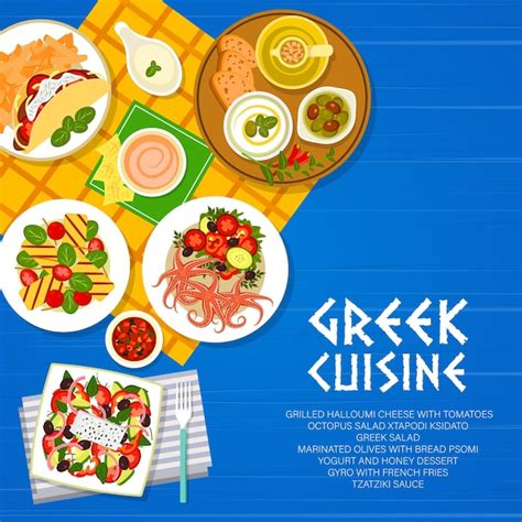 Premium Vector Greek Cuisine Greece Food And Mediterranean Menu