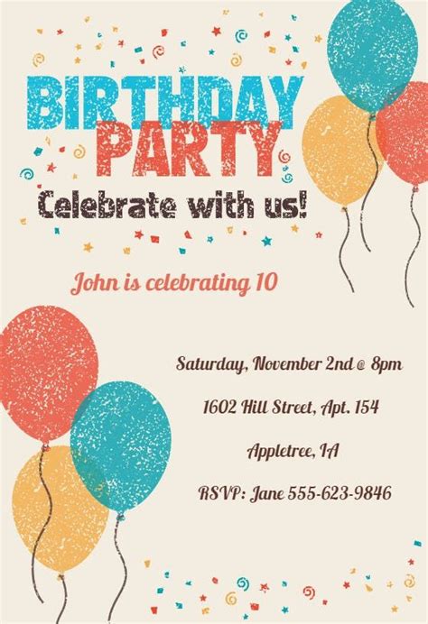 Celebrate With Us Birthday Invitation Template Free Greetings I