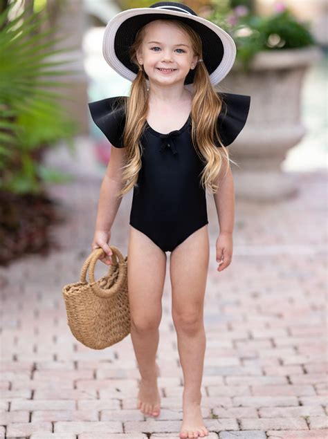 Vacay Vibes Ruffled Shoulder Black One Piece Swimsuit In 2022 One