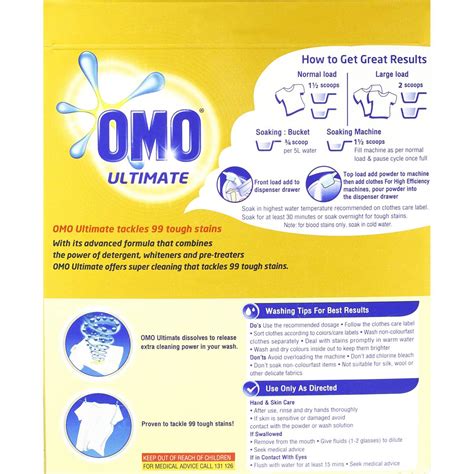 Omo Ultimate Laundry Detergent Washing Powder Front Top Loader Kg