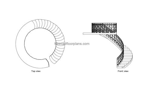 Grand Spiral Staircase Autocad Block Free Cad Floor Plans