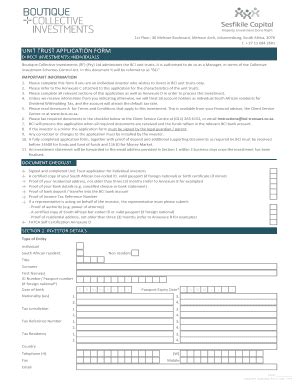 Fillable Online Unit Trust Application Form Bsesfikilecapitalbbcomb