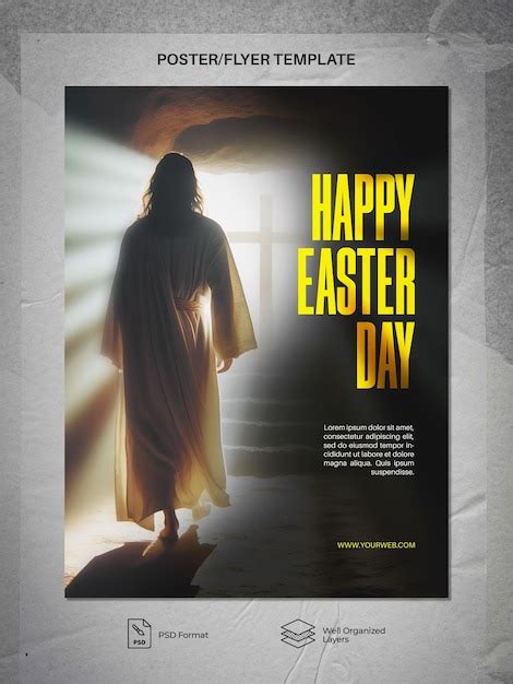 Premium PSD He Is Risen Happy Easter Day Poster Psd Template