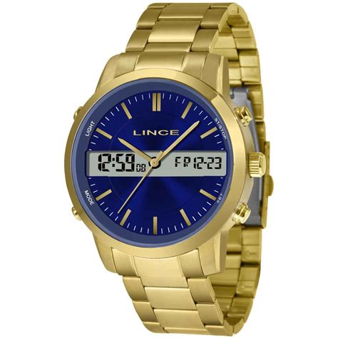 Relógio Lince Dourado Masculino MAG4489L Dibali Joias