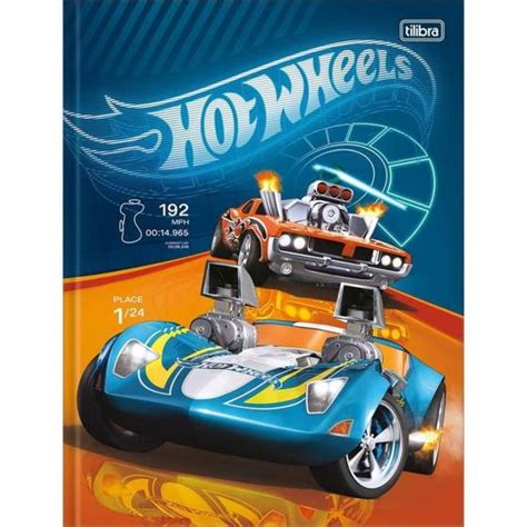 Caderno Brochura Capa Dura Universitário Matéria Folhas Hot Wheels Capa Tilibra