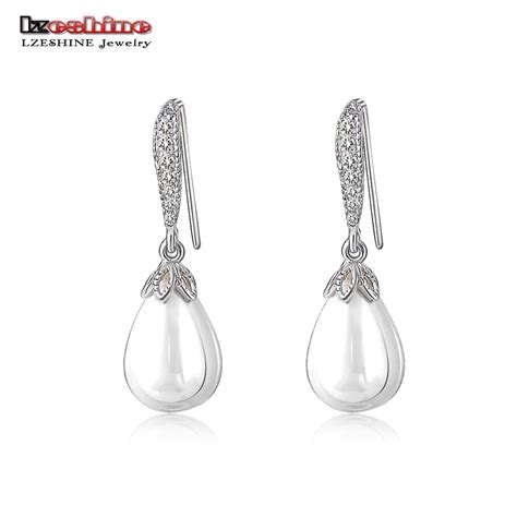 Lzeshine Classic Luxury Water Drop Earring Imitation Pearl Cubic Zircon