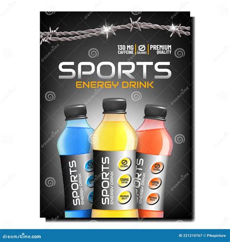 Sports Energy Drink Creative Promo Banner Vector Stock Illustration