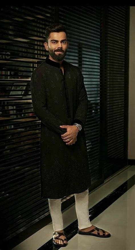 Black Virat Kohli Mens Kurta