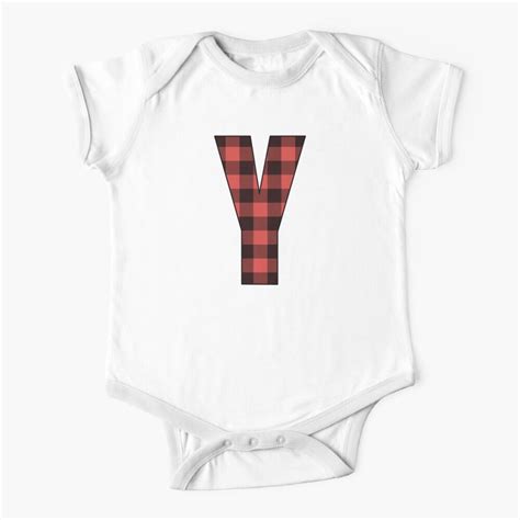 Letter Y Monogram Red And Black Buffalo Plaid Check Baby One Piece