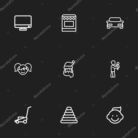 Conjunto de 9 iconos de parientes editables Incluye símbolos tales