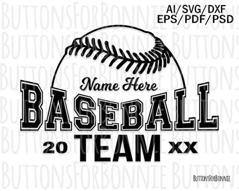 Baseball Team Svg File With Name And Ball